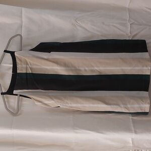 Ann Taylor square neckline A-line linen blend stripe dress. Size 0 P